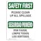 Signmission OSHA Sign Please Clean Up All Spillage Bilingual 14in X 10in Aluminum, 10" W, 14" L, Landscape OS-SF-A-1014-L-10843 - alternate 1